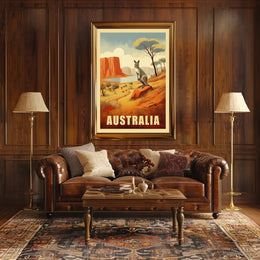 Australia Kangaroo Adventure Travel Poster PosterGoat