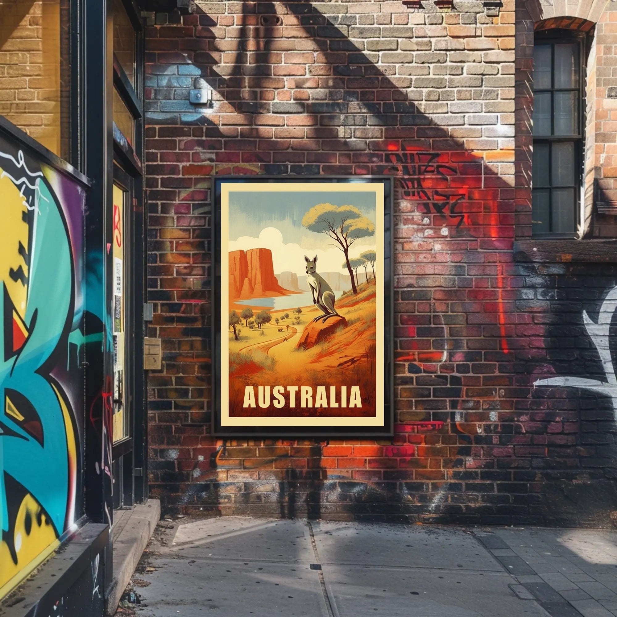 Australia Kangaroo Adventure Travel Poster PosterGoat