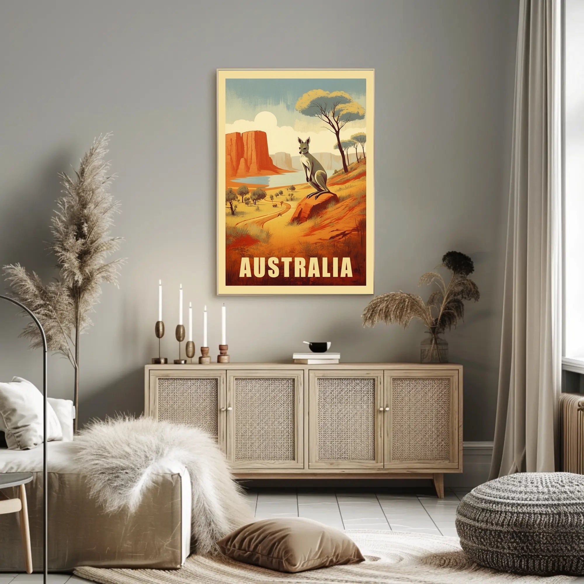 Australia Kangaroo Adventure Travel Poster PosterGoat