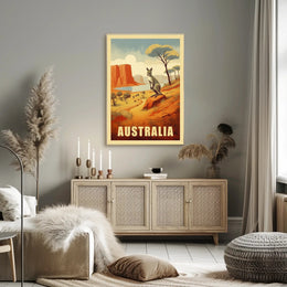 Australia Kangaroo Adventure Travel Poster PosterGoat