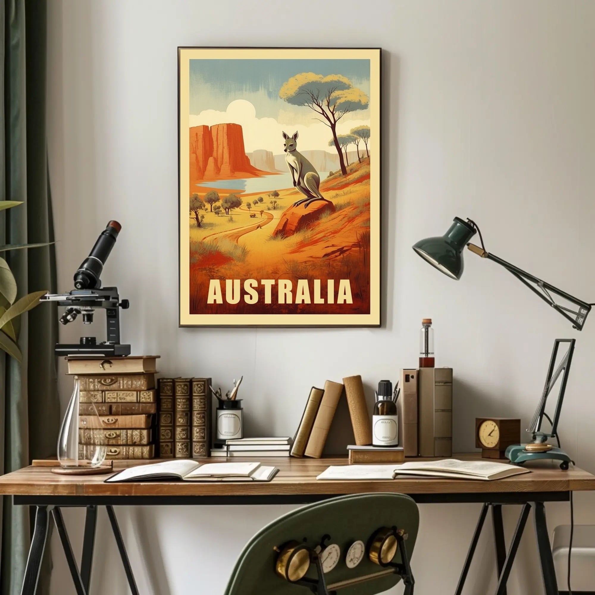 Australia Kangaroo Adventure Travel Poster PosterGoat