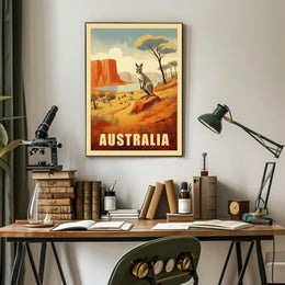 Australia Kangaroo Adventure Travel Poster PosterGoat