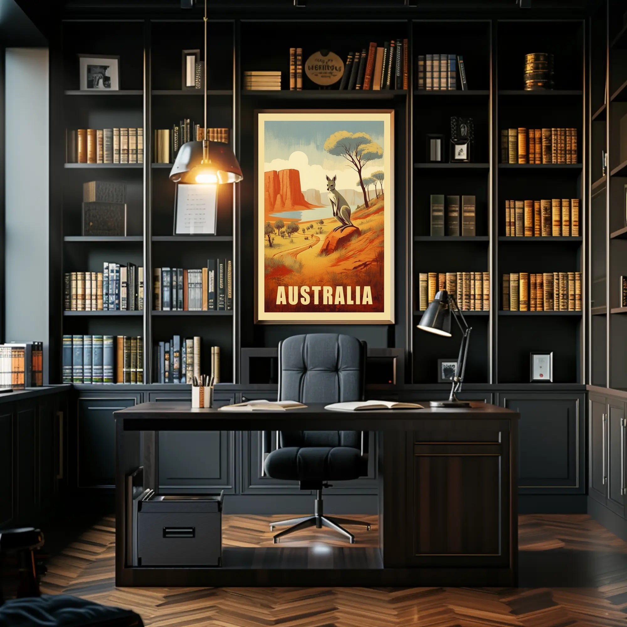 Australia Kangaroo Adventure Travel Poster PosterGoat