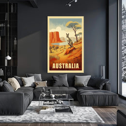 Australia Kangaroo Adventure Travel Poster PosterGoat