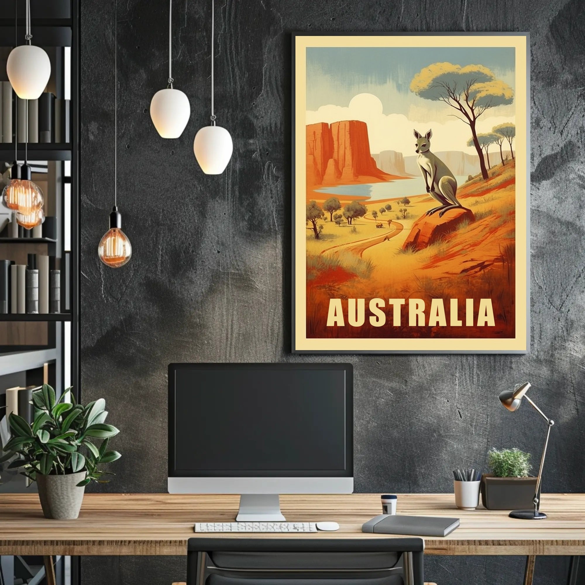 Australia Kangaroo Adventure Travel Poster PosterGoat