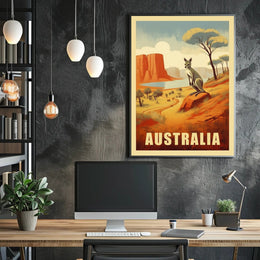 Australia Kangaroo Adventure Travel Poster PosterGoat