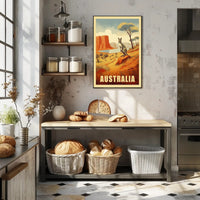 Australia Kangaroo Adventure Travel Poster PosterGoat