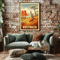 Australia Kangaroo Adventure Travel Poster PosterGoat