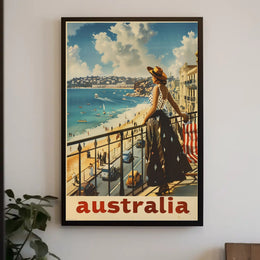 Australian Beach Scene Retro Travel Poster PosterGoat