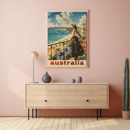 Australian Beach Scene Retro Travel Poster PosterGoat