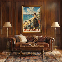 Australian Beach Scene Retro Travel Poster PosterGoat