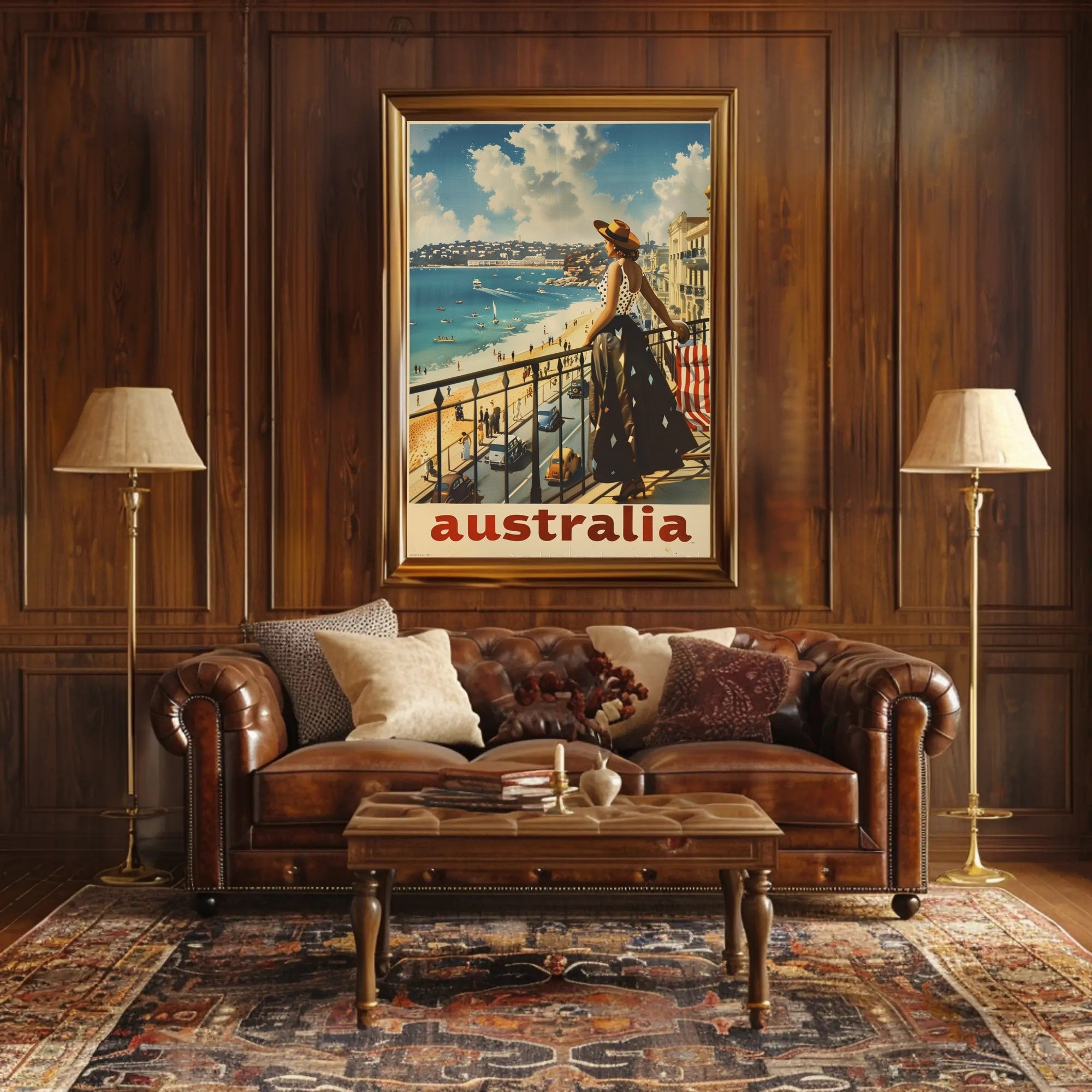 Australian Beach Scene Retro Travel Poster PosterGoat