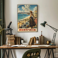 Australian Beach Scene Retro Travel Poster PosterGoat