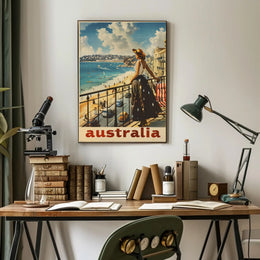 Australian Beach Scene Retro Travel Poster PosterGoat