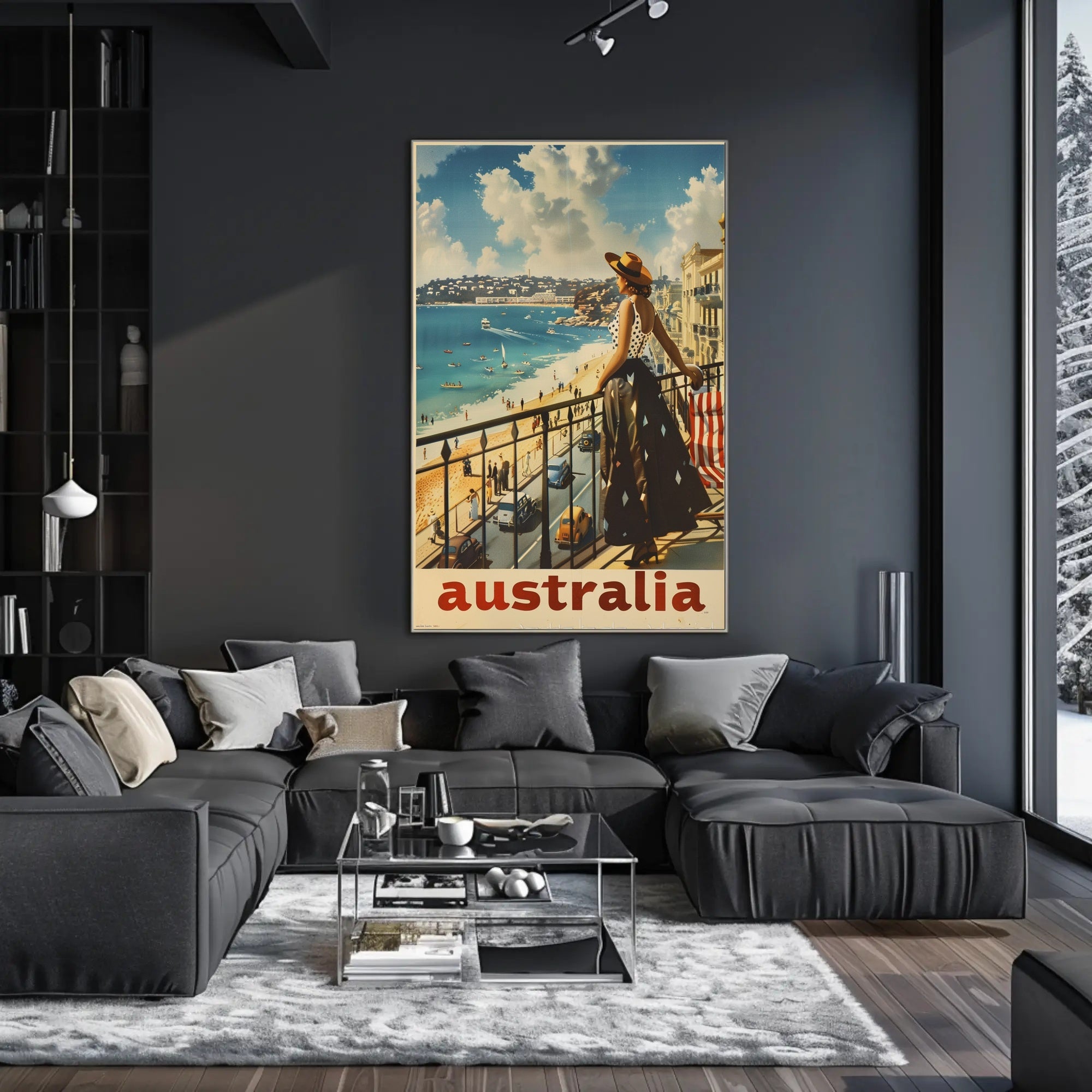 Australian Beach Scene Retro Travel Poster PosterGoat