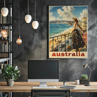 Australian Beach Scene Retro Travel Poster PosterGoat