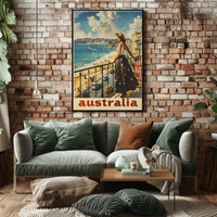 Australian Beach Scene Retro Travel Poster PosterGoat
