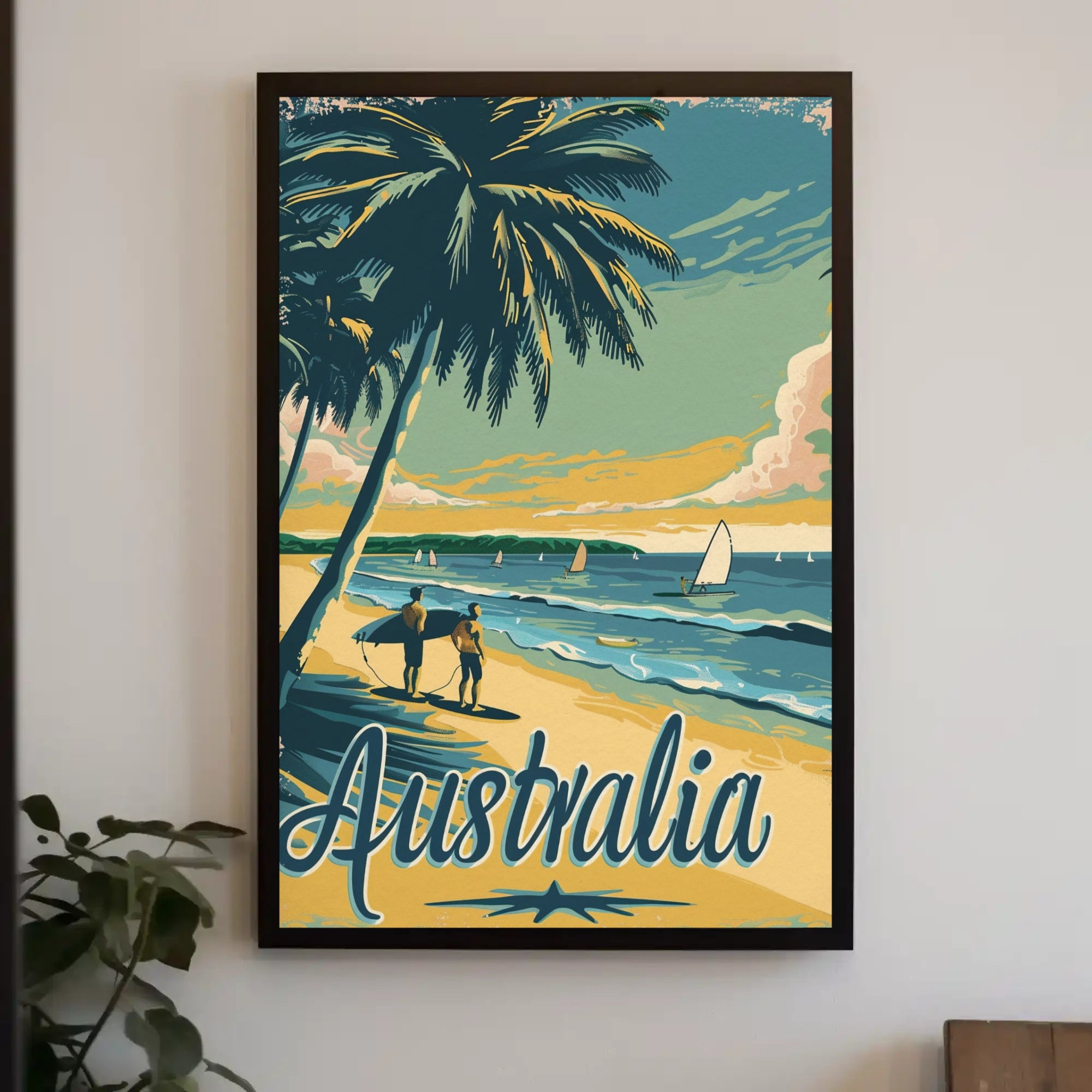 Australian Beach Vacation Vintage Poster PosterGoat