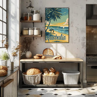 Australian Beach Vacation Vintage Poster PosterGoat