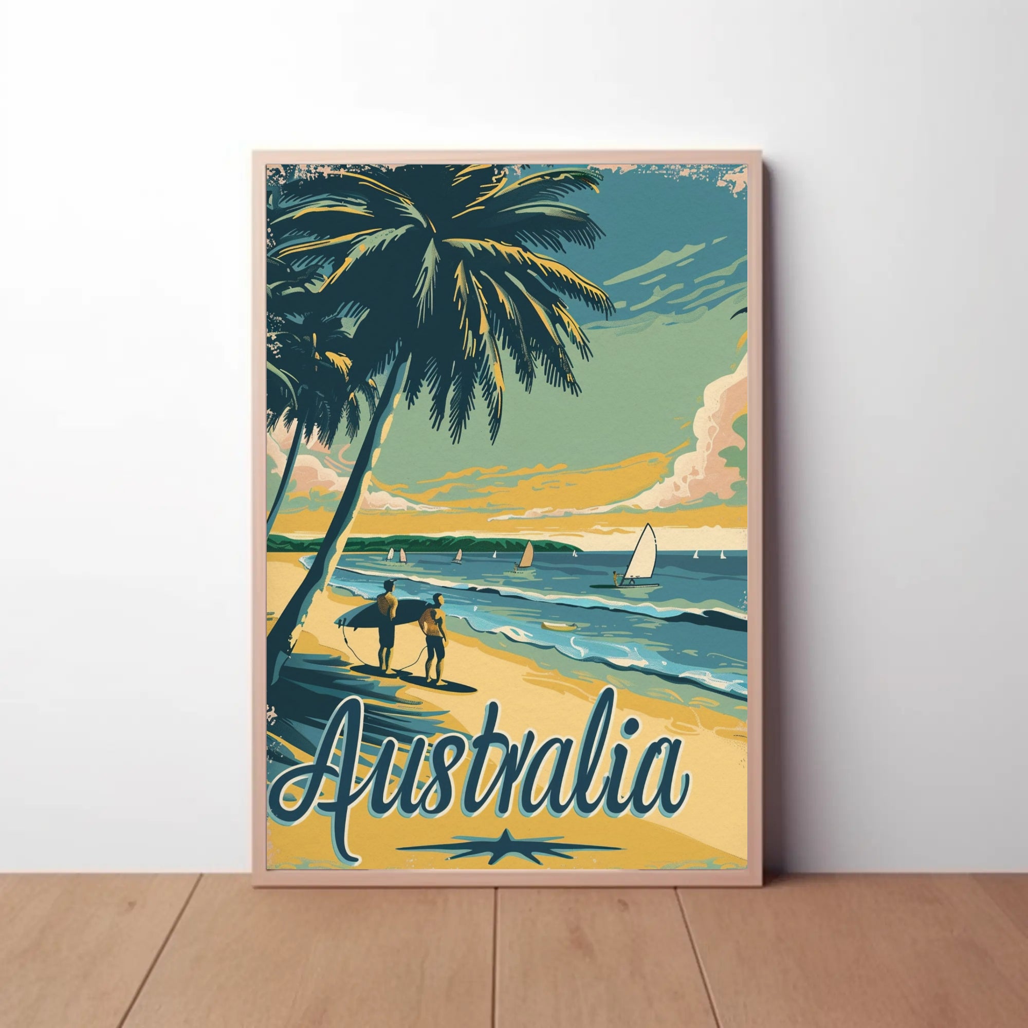 Australian Beach Vacation Vintage Poster PosterGoat