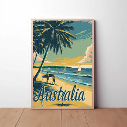 Australian Beach Vacation Vintage Poster PosterGoat