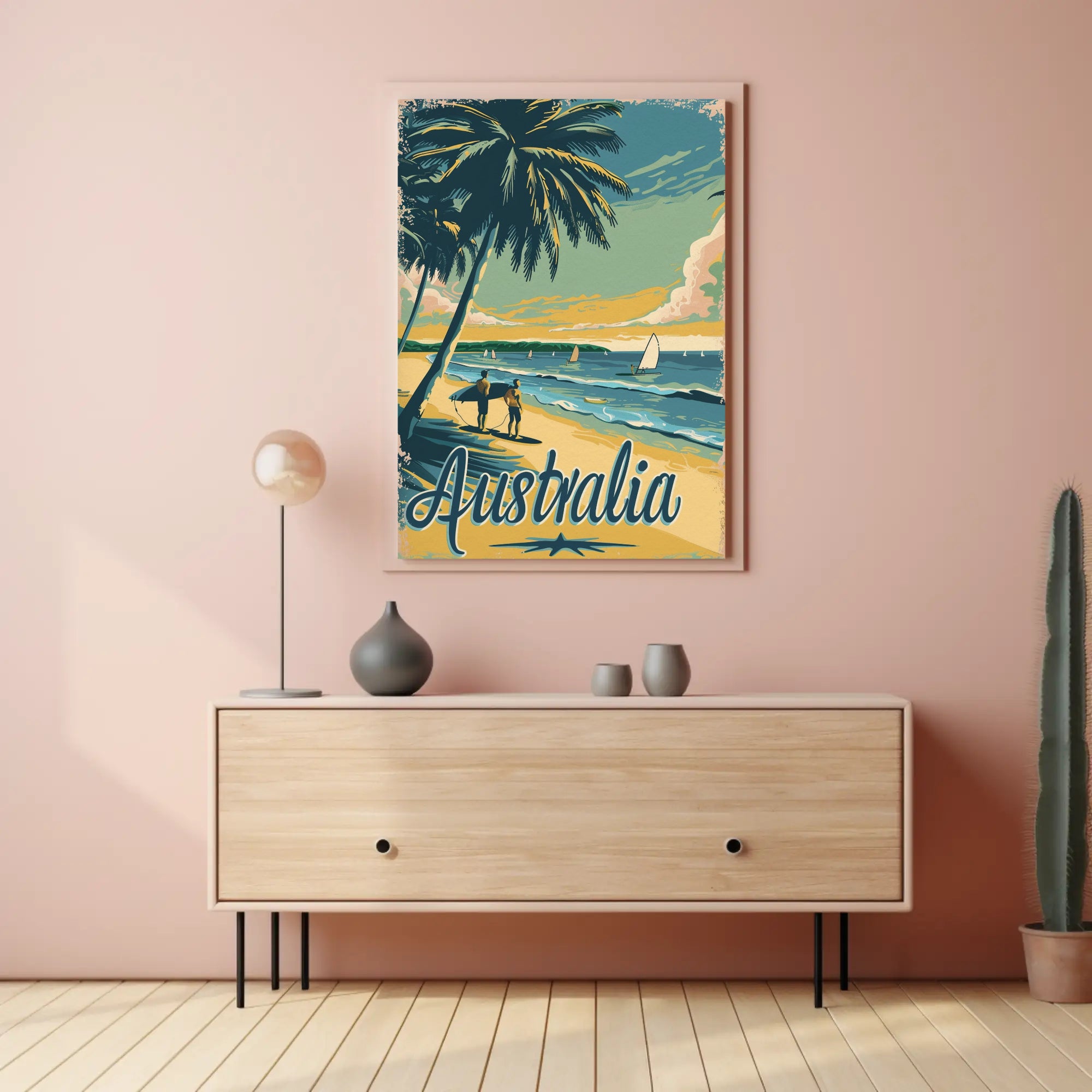 Australian Beach Vacation Vintage Poster PosterGoat