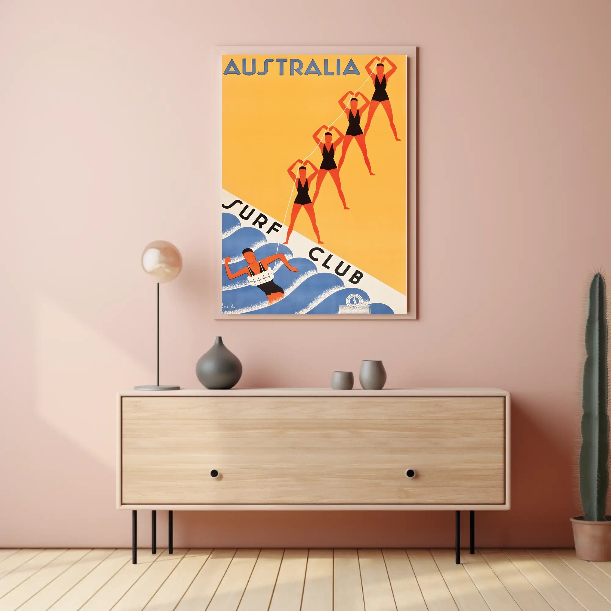 Australian Surf Club Art Deco Beach Culture Sports Poster PosterGoat