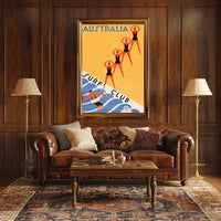 Australian Surf Club Art Deco Beach Culture Sports Poster PosterGoat