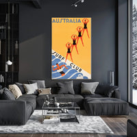 Australian Surf Club Art Deco Beach Culture Sports Poster PosterGoat