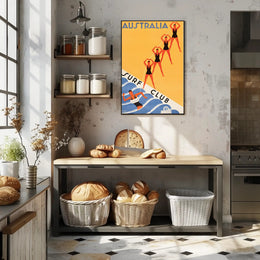 Australian Surf Club Art Deco Beach Culture Sports Poster PosterGoat