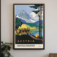 Austria Mid-Century Alps Travel Poster PosterGoat