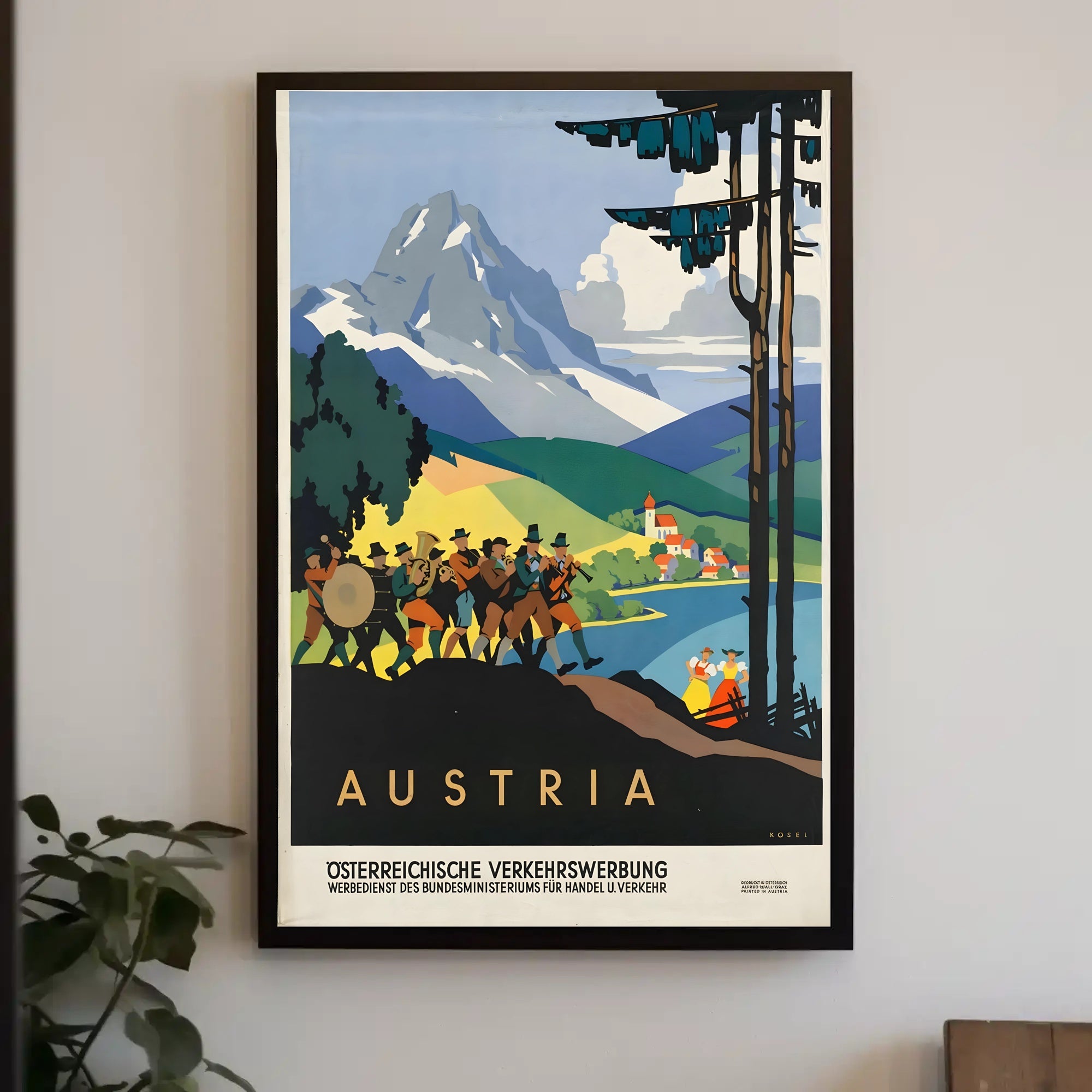 Austria Mid-Century Alps Travel Poster PosterGoat