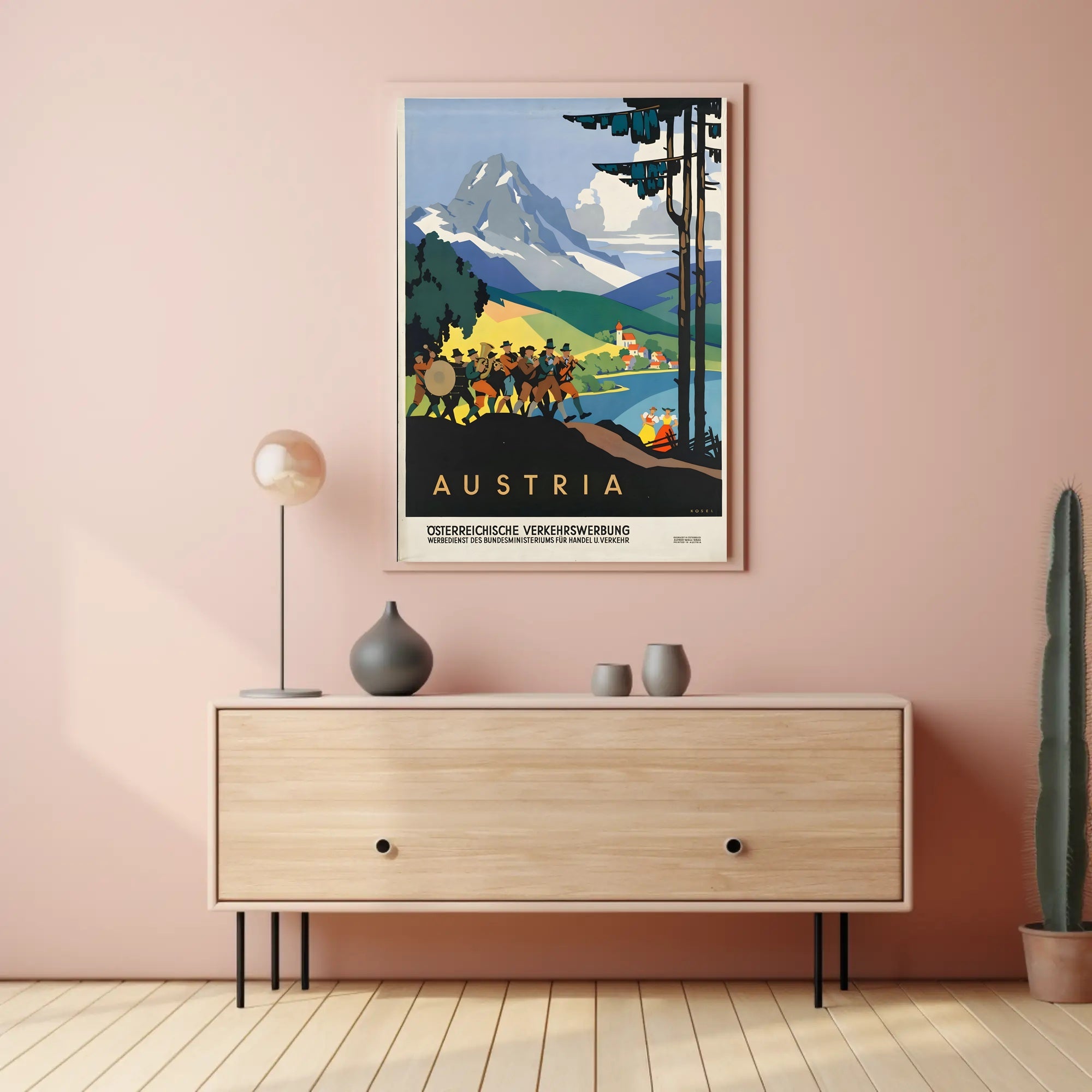 Austria Mid-Century Alps Travel Poster PosterGoat
