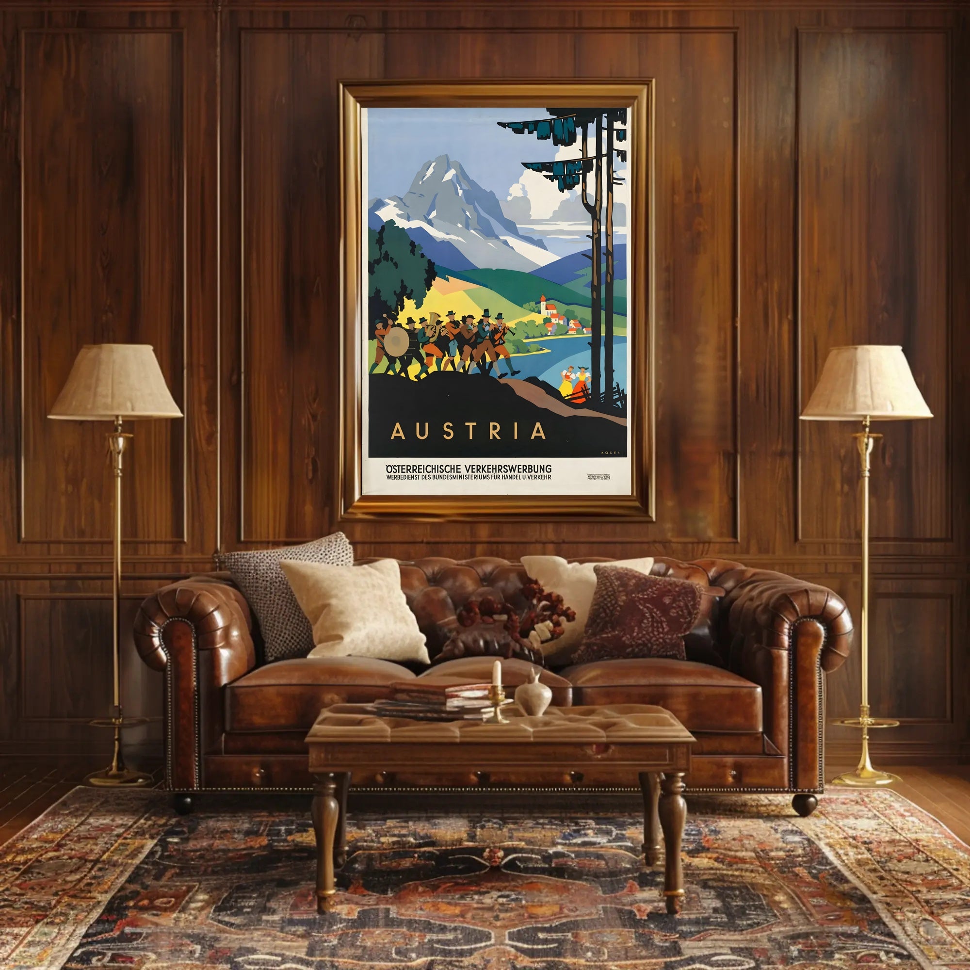 Austria Mid-Century Alps Travel Poster PosterGoat