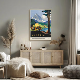 Austria Mid-Century Alps Travel Poster PosterGoat