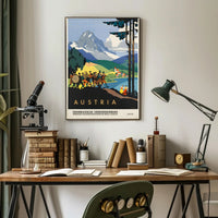 Austria Mid-Century Alps Travel Poster PosterGoat