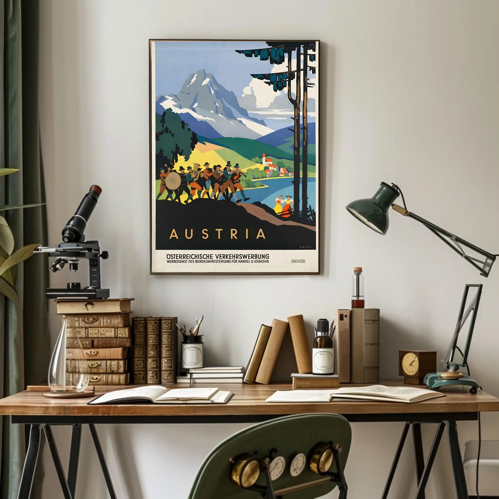 Austria Mid-Century Alps Travel Poster PosterGoat