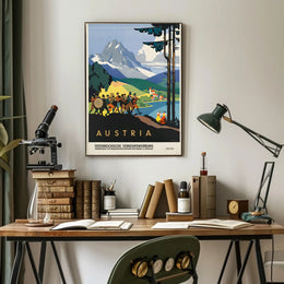 Austria Mid-Century Alps Travel Poster PosterGoat