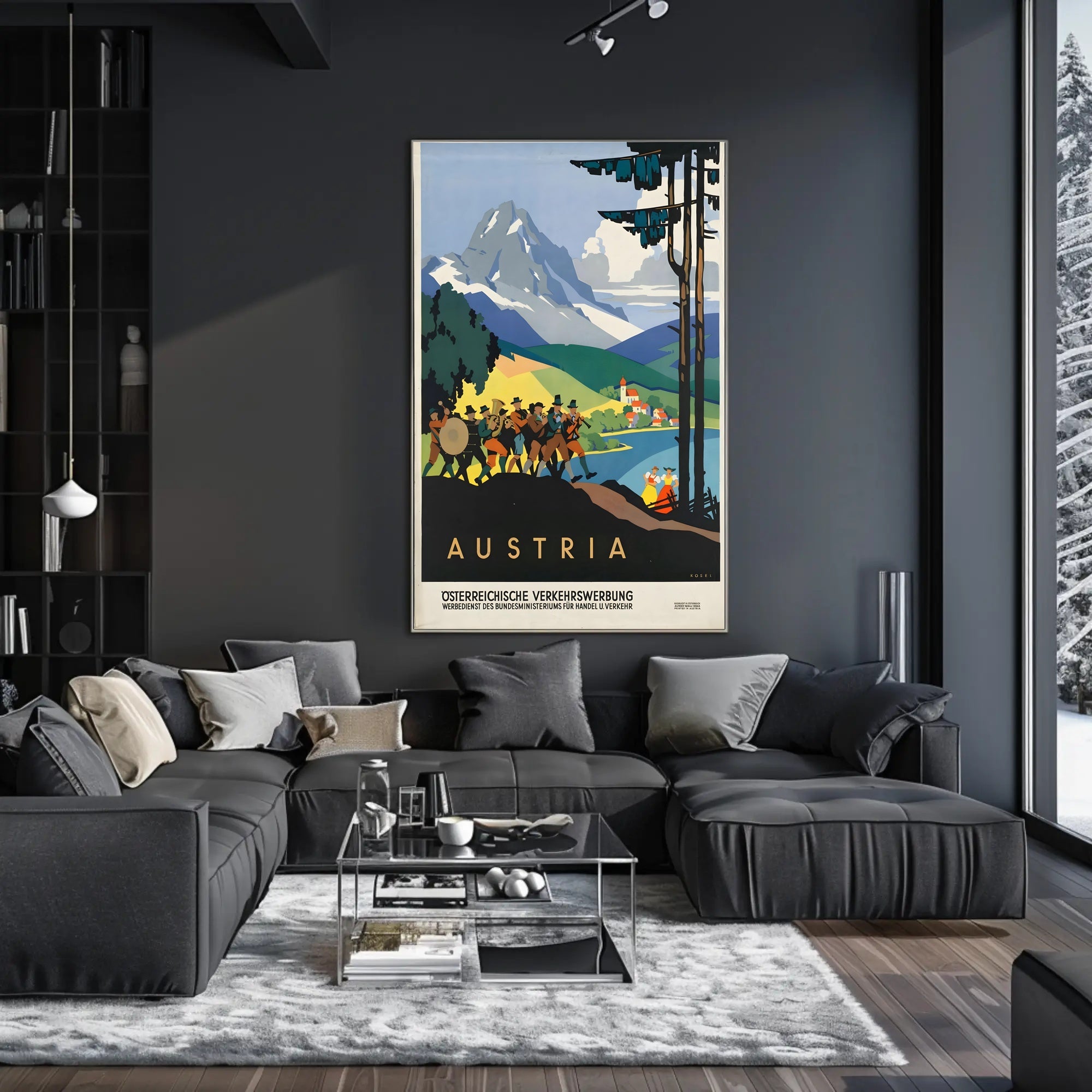 Austria Mid-Century Alps Travel Poster PosterGoat