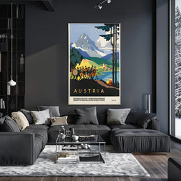 Austria Mid-Century Alps Travel Poster PosterGoat