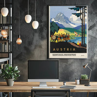 Austria Mid-Century Alps Travel Poster PosterGoat