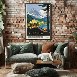Austria Mid-Century Alps Travel Poster PosterGoat