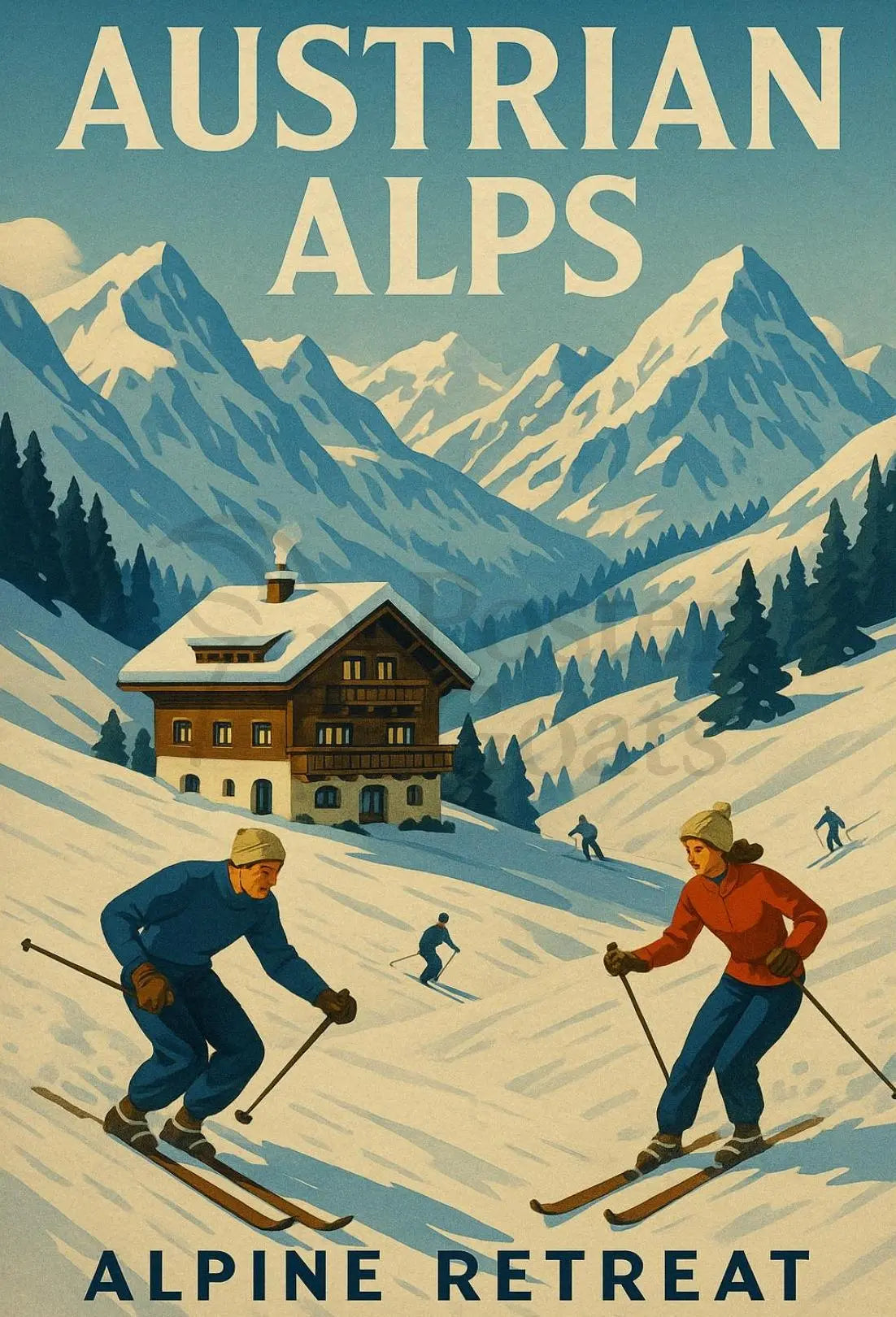Austrian Alps Vintage Winter Sports Travel Poster PosterGoat