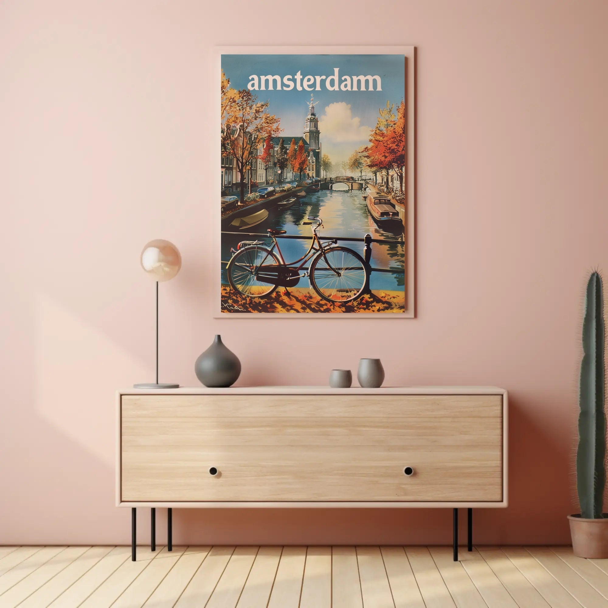 Autumn Amsterdam Canal Vintage Travel Poster PosterGoat
