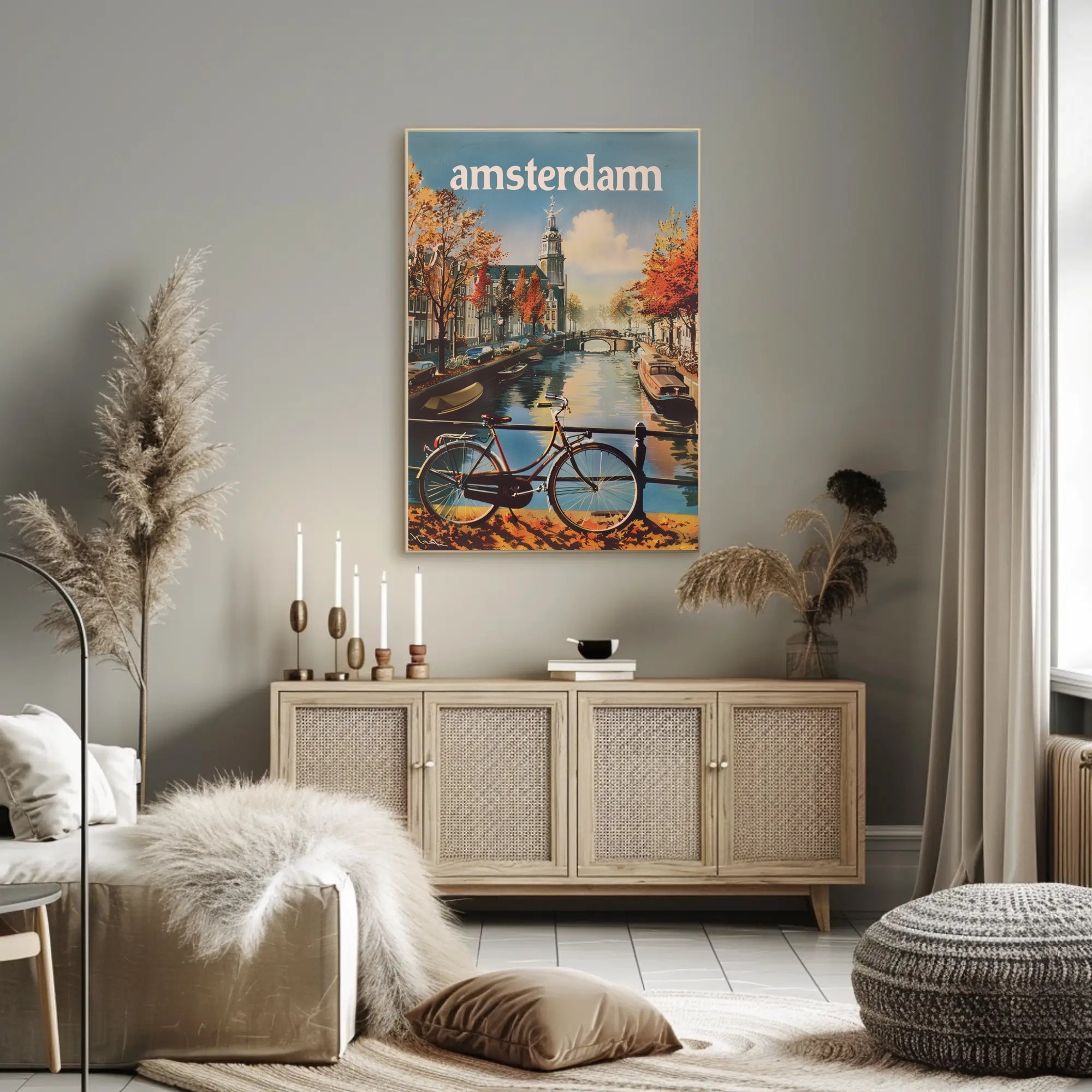 Autumn Amsterdam Canal Vintage Travel Poster PosterGoat