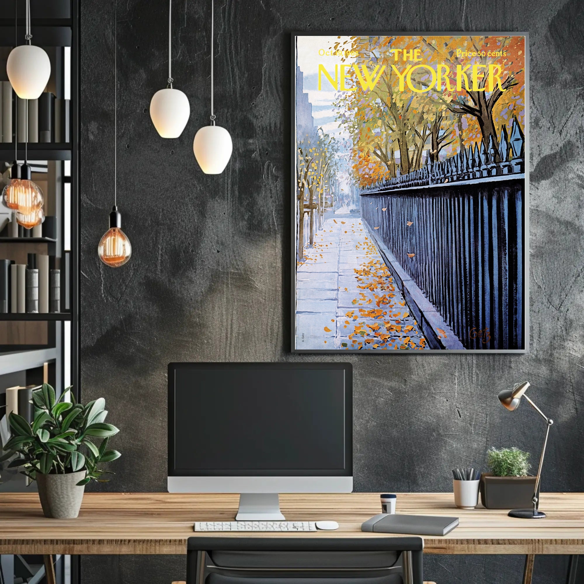 Autumn NYC Scene Urban Artwork Travel Poster PosterGoat