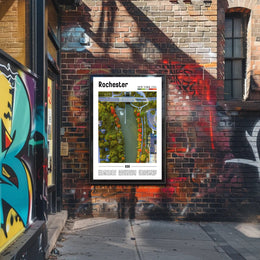 Autumn River Aerial View in Travel Poster PosterGoat