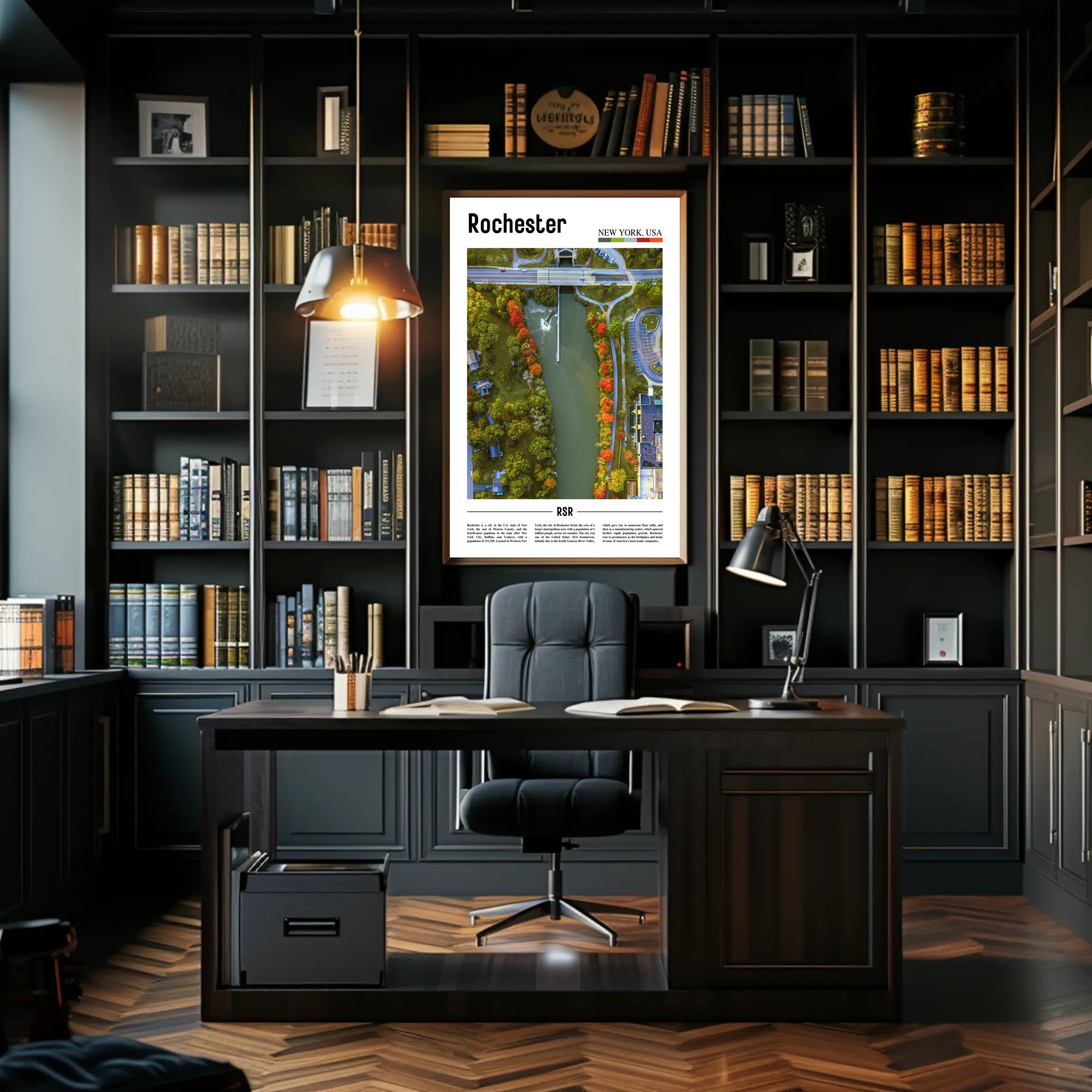 Autumn River Aerial View in Travel Poster PosterGoat