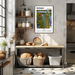 Autumn River Aerial View in Travel Poster PosterGoat