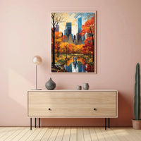 Autumn Urban Oasis in New York Artistic Poster PosterGoat